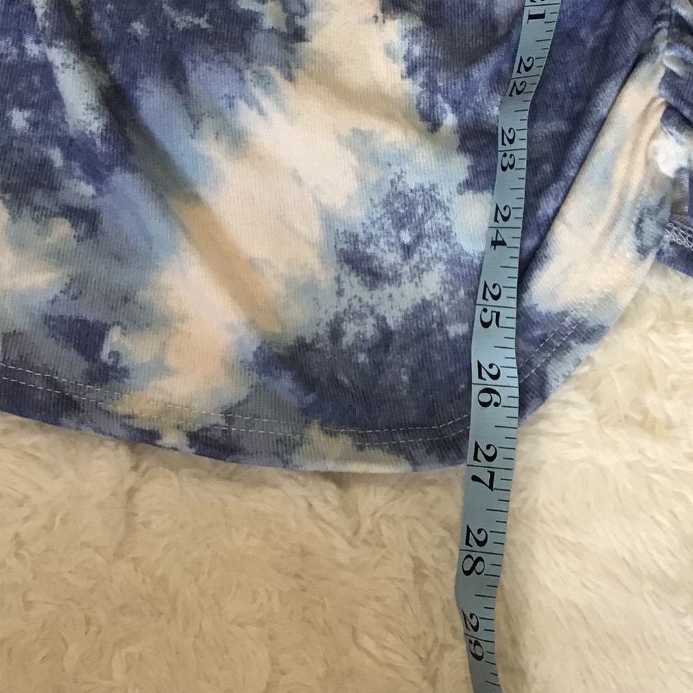 Duetime Maternity Women’s Size Small Blue Tie Dye Long Sleeve Ruched Sides Soft - Picture 9 of 9
